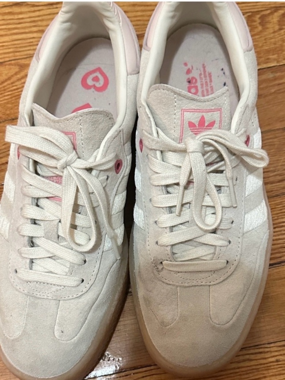 adidas Samba Suede Sneakers - Cream with Pink Accents - Picture 2 of 14